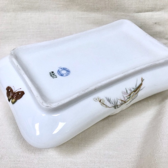 Antique Haviland Limoges Meadow Visitors Porcelain Basket Butterflies c 1880 - Picture 5 of 6